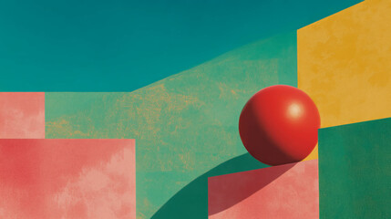 Aufkleber - Minimalist abstract composition with geometric shapes and bold colors