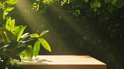 Poster - Nature-inspired podium design with lush greenery for product display