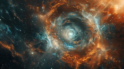 Poster - An abstract image of a swirling nebula in space.