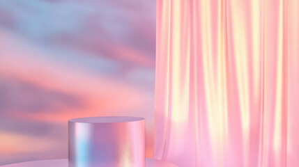Poster - Elegant pastel podium with soft diffused lighting for minimalist display design