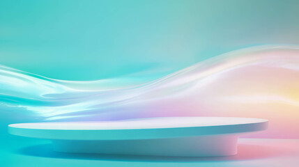 Poster - Elegant white podium with soft lighting in minimalistic setting