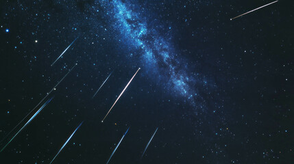 Poster - Majestic milky way and meteor shower on a starry night sky for celestial exploration and design