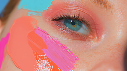 Poster - Creative makeup art with vivid color blending and abstract textures