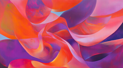 Poster - Vibrant abstract painting with flowing shapes for modern art display