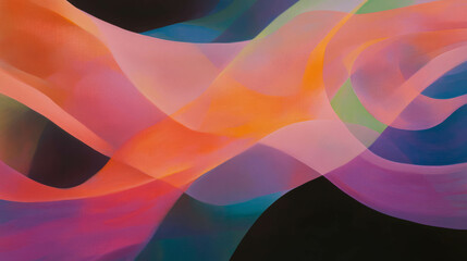Poster - Vibrant abstract painting with swirling colors and geometric patterns