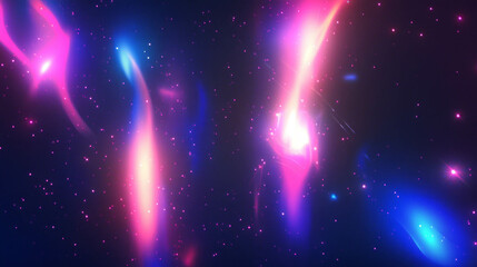 Poster - Colorful abstract background with light particles in dark cosmic space