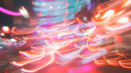 Poster - Vibrant abstract light trails on dark background for creative design