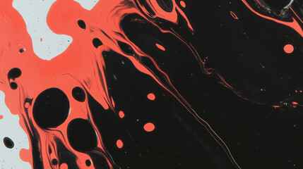 Poster - Abstract background of black ink blot with red outline pattern for creative design