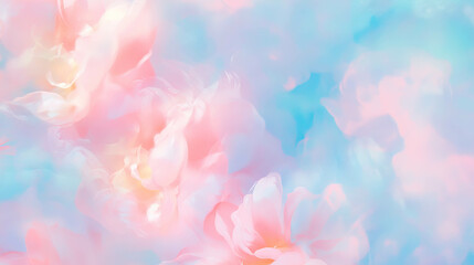 Poster - Soft pastel floral background with blurred flowers for design projects
