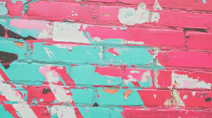 Poster - Colorful abstract background of brick wall with peeling paint for creative design