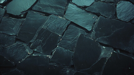Poster - Rustic black slate stone wall texture for architectural design and background decor