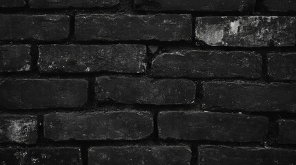 Poster - Rustic black brick wall with chipped texture background for vintage design