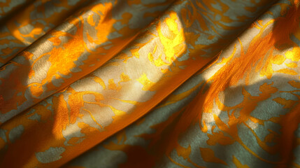 Poster - Elegant brocade fabric with intricate woven patterns for luxury textiles design