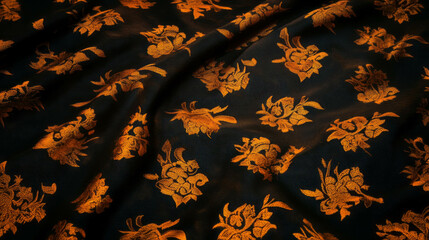 Poster - Luxurious brocade fabric background with ornate woven floral pattern design