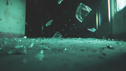 Poster - Abstract broken glass on concrete surface for industrial and urban design