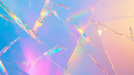 Poster - Vibrant rainbow reflections on broken glass background for creative design