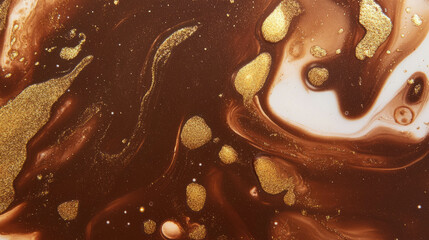 Poster - Abstract brown ink blot with gold highlights for elegant backdrops and design