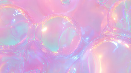 Poster - Iridescent bubble solution texture background with pastel colors for creative design