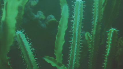Aufkleber - Vibrant green cactus spines texture - sharp nature design for posters and print