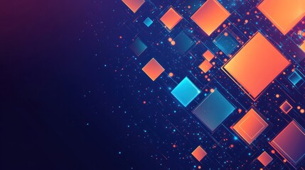 Poster - Abstract digital background; glowing squares; tech; website banner