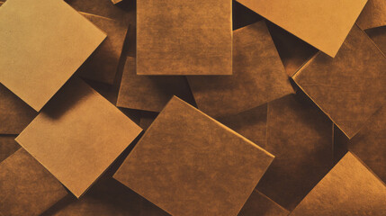 Poster - Abstract geometric design with layered cardboard cutout squares for creative backgrounds