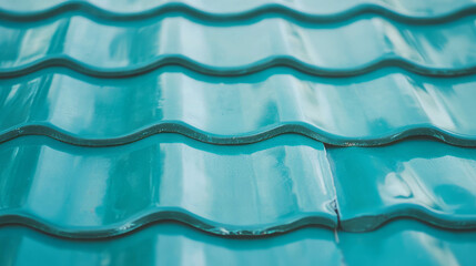 Aufkleber - Glazed ceramic roof tiles pattern in vibrant turquoise for architectural design