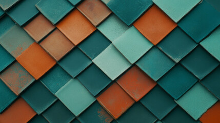 Aufkleber - Colorful ceramic roof tiles with glazed texture for home design and architecture