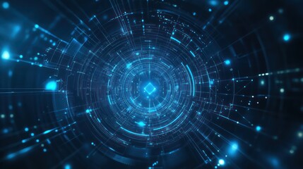 Poster - Digital tunnel, data flow, technology, abstract background, website header