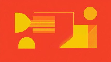 Poster - Abstract shapes, orange background, geometric design, data flow concept, website banner