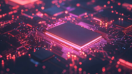 Poster - Futuristic circuit board background with glowing digital circuits for technology design