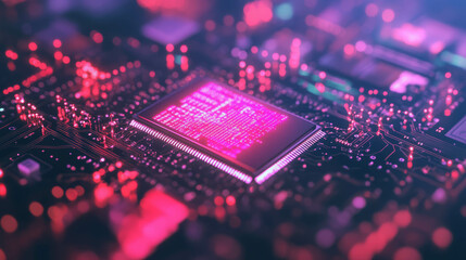 Poster - Futuristic circuit board background with glowing circuits for technology design