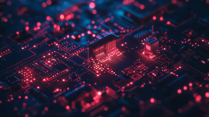 Poster - Futuristic technology concept with glowing circuit board background for innovation and electronics design