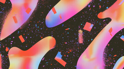 Poster - Vibrant abstract background with colorful confetti on dark texture for festive design