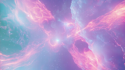 Poster - Vibrant energy bursts and radiating lights in cosmic background for futuristic design