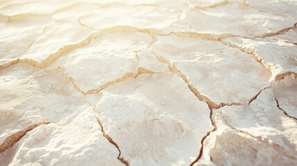 Poster - cracked dry earth under sunlight reveals the effects of drought in a desert landscape. generative ai