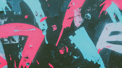 Poster - Urban art vibes: vibrant graffiti on textured concrete wall for modern design inspiration