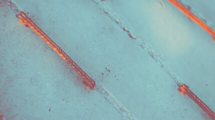Poster - Industrial texture of cracked concrete with exposed rebar for design and construction projects