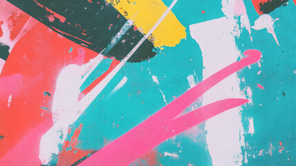 Poster - Vibrant graffiti art on concrete wall background