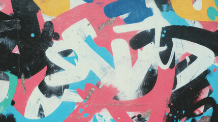 Poster - Vibrant graffiti art on concrete wall for urban design and street culture