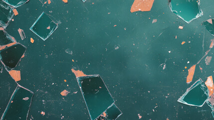 Poster - Abstract dark broken glass on concrete surface for creative design