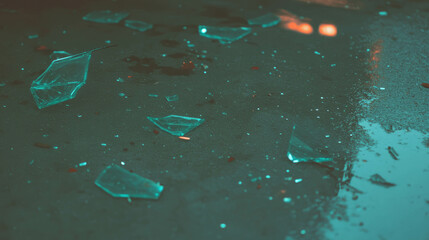 Poster - Abstract background of dark and broken glass on concrete surface