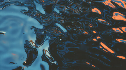 Poster - Dark oily water surface texture with abstract patterns for artistic design