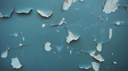 Poster - Weathered and peeling paint on rusty metal surface for industrial texture design