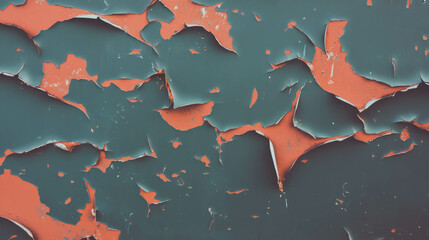 Poster - Textured background of dark peeling paint on rusty metal surface