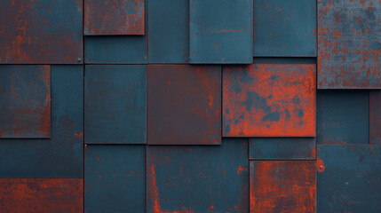 Poster - Rustic industrial background with dark textured metal plates
