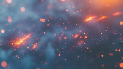 Poster - Mystic dark and smoky atmosphere with glowing particles for abstract designs