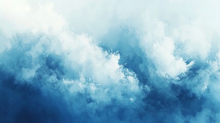 Wall Mural - abstract artistic rendering of blue white clouds and watercolor painting