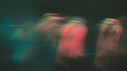 Poster - Abstract background of distorted blurred objects in motion with vivid colors