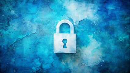 Poster - Digital Security: Blue Watercolor Lock Abstract Stock Photo