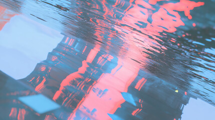 Poster - Abstract reflection art with water ripples and vibrant colors for modern design
